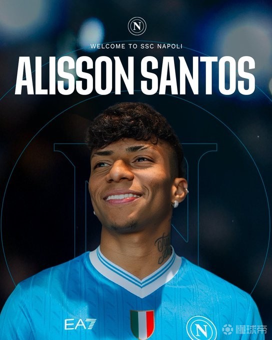 官方：那不勒斯租借葡体前锋阿利松-桑托斯，含买断选项